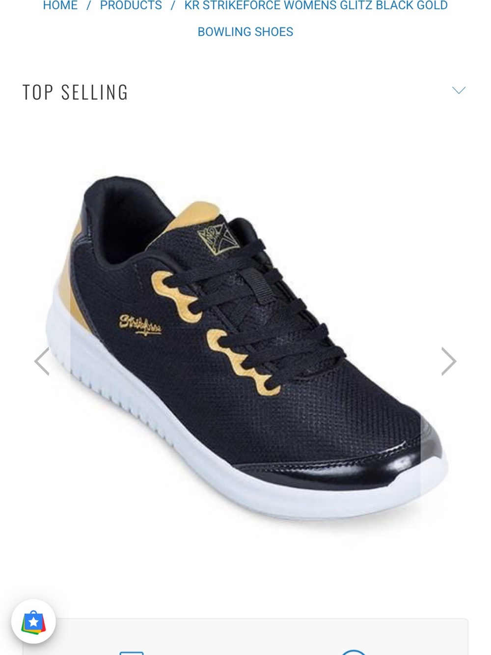 Women’s Glitz Black and Gold Athletic Shoe